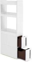 SONGMICS műanyag tároló fiókok kerekkel, tárolókocsi 2 fiókkal, 45x17x106, 5 cm, fehér (KFR06WT)