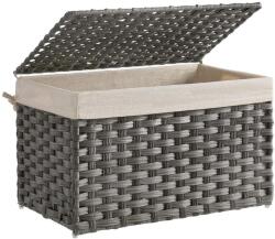 SONGMICS Rattan stílusú tárolódoboz, tároló kosár, 65 literes, szürke (RST56WG)