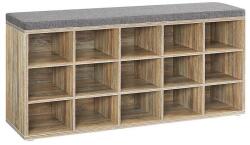 VASAGLE Cipőtartó pad, cipőpolc ülőfelülettel, 30×105×48 cm, türkizbarna-szürke (LHS015T60) - tutihome