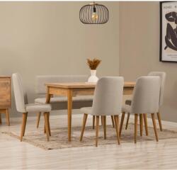 ASIR GROUP Étkezőgarnitúra(Kihúzható asztal, szék) (6 db) Vina - Atlanti fenyő, Krém (869VEL8757)