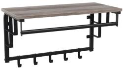 VASAGLE Falra szerelhető kabáttartó, 5 kampóval és akasztósínnel, szürke, fekete (LCR012B02)