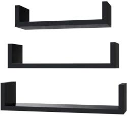 SONGMICS Lebegőpolc, 3 modern fali polc, fekete (LWS40BK)