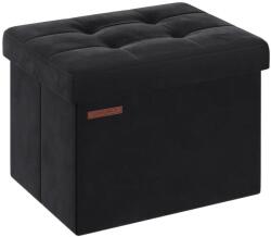 SONGMICS Összecsukható bársony puff tárolóval, fekete, 41x31x31 cm (LSF200B01)