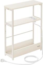 VASAGLE Keskeny oldal asztal töltő funkcióval 3 polcos, 18 × 45 × 58 cm Krém fehér (LET335W02)