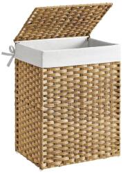 SONGMICS Szennyeskosár, 90 literes, szintetikus nádszövet, mosodai kosár fedéllel és fogantyúval (LCB51NL)