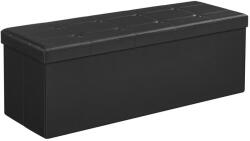 SONGMICS Összecsukható műbőr pad tárolóval, fekete, 110x38x38 cm (LSF701)