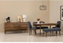 ASIR GROUP Étkezőgarnitúra(Kihúzható asztal, szék, konzol asztal) (6 db) Vina Puha pad 04 1048 - Dió, Sötétkék (869VEL8778)