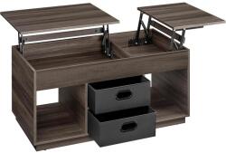 VASAGLE Dohányzóasztal, felemelhető asztallapos dohányzóasztal 2 fiókkal és rejtett rekesszel, hamvasbarna (LCT210K02V1) - tutihome