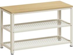 VASAGLE 2 polcos Cipőtartós pad, 30 x 73 x 45 cm tölgy bézs és klasszikus fehér (LBS073W09)
