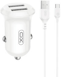 XO autós töltő CC67 12W 2x USB fekete + USB - USB-C kábel
