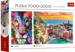 Trefl 1000 + 2000 db-os puzzle - Színes oroszlán, Liguria, Olaszország (93688) (93688)