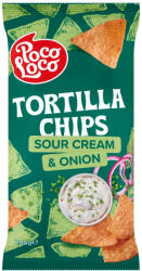 Poco Loco Tortilla Chips hagymás-tejfölös ízesítésű kukorica snack 200 g