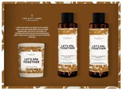 The Gift Label A Gift Label ajándékkészlet, Let's Spa Together, tusfürdő 100 ml, masszázsolaj 100 ml, illatos gyertya, tavirózsa és jázmin illat, vegán, szulfátok és színezékek nélkül (1014129)