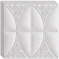 HOZRO 20 db HOZRO öntapadós 3D tapéta készlet, Absztrakt mintás, falra és mennyezetre, 9, 8 négyzetméter területet fed le, modern dizájn, nagyon könnyen felszerelhető, White Rose (TAPET83-20BUC)