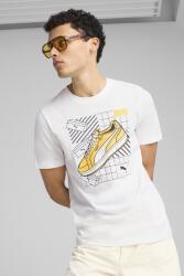 PUMA Puma, Normál fazonú mintás pamutpóló, Fehér, Fekete, Sáfránysárga, 2XL (684830-02-XXL)