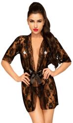 Penthouse Fekete köntös, Sweet Retreat, virágmintákkal és szatén zsinórral, SL INTL (PENTH00101)