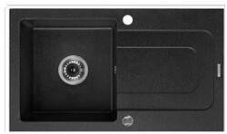 Deante Funk ZQQ2113 egymedencés csepptálcás gránit mosogatótál + íves króm csaptelep (Graphite) (ZQQ2113)