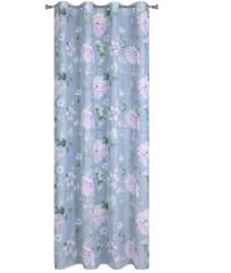 Eurofirany FLORA dekoratív függöny, fém gyűrűkkel, 140x250, kék virággal