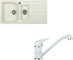 Marmorin Lukka 1 medencés gyümölcsmosós csepegtetős gránit mosogatótálca + normál csaptelep, White 140 513 006 113 (140 513 006 113)