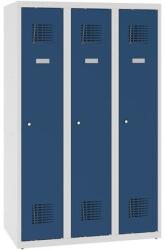 Malow Alacsony iskolai öltözőszekrény, 3 ajtós, 300 mm, szürke/sötét kék, hengerzárral