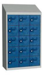 Malow Olaf hegesztett szekrény személyes tárgyakra, 15 box, elfordítható zár, szürke/sötétkék