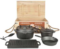 Esschert Design 7 darabos fekete tábortűzi főzőszett 411468 (411468)