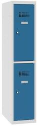 Malow Alacsony iskolai öltözőszekrény, 2 rekeszes, 300 mm, szürke/kék, hengerzárral
