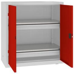 MALOW Fém műhelyszekrény, 104 x 100 x 50 cm, 2 fiókos, szürke/piros