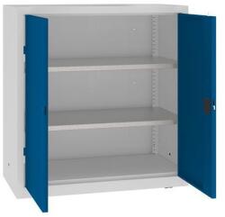 MALOW Fém műhelyszekrény, 104 x 100 x 50 cm, 2 polcos, szürke/sötét. kék