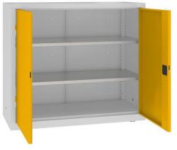 MALOW Fém műhelyszekrény, 104 x 120 x 50 cm, 2 polc, szürke/sárga