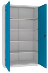 MALOW Fém műhelyszekrény, 199 x 120 x 50 cm, 4 polc, szürke/világoskék