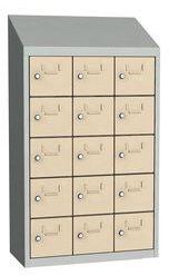 Malow Olaf hegesztett szekrény személyes tárgyakra, 15 box, elfordítható zár, szürke/elefántcsont