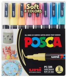 uni 8 db-os Posca PC-3M marker készlet, finom hegyű toll 0, 9-1, 3 mm, pasztell (624601)