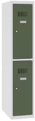 Malow Alacsony iskolai öltözőszekrény, 2 rekeszes, 300 mm, szürke/zöld, hengerzárral