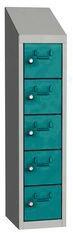 Malow Olaf hegesztett szekrény személyes tárgyakra, 5 box, elfordítható zár, szürke/türkiz