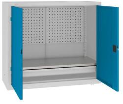 MALOW Fém műhelyszekrény perforált panellel, 104 x 120 x 50 cm, 1 fiók, szürke/világoskék