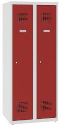 Malow Alacsony iskolai öltözőszekrény, 2 ajtós, 300 mm, szürke/piros, hengerzárral