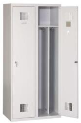 Malow Hegesztett öltözőszekrény válaszfallal Drake könnyített, 2 rekeszes, forgózárral, szürke