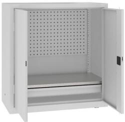 MALOW Fém műhelyszekrény perforált panellel, 104 x 100 x 50 cm, 1 fiók, szürke/szürke