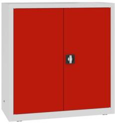 MALOW Fém műhelyszekrény, 104 x 100 x 43, 5 cm, 2 polc, szürke/piros