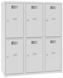 Malow Alacsony iskolai öltözőszekrény, 6 rekeszes, 400 mm, szürke/szürke, hengerzárral