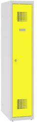 Malow Alacsony iskolai öltözőszekrény, egyajtós, 300 mm, szürke/sárga, hengerzárral