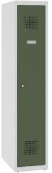 Malow Alacsony iskolai öltözőszekrény, egyajtós, 300 mm, szürke/zöld, hengerzárral