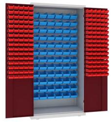 Malow Fém műhelyszekrény dobozokkal, 199 x 100 x 50 cm, szürke/sötét. piros