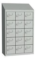 Malow Olaf hegesztett szekrény személyes tárgyakra, 15 box, elfordítható zár, szürke/szürke