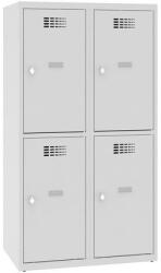 Malow Alacsony iskolai öltözőszekrény, 4 rekeszes, 400 mm, szürke/szürke, forgóretesszel