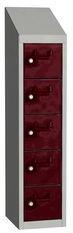 Malow Olaf hegesztett szekrény személyes tárgyakra, 5 box, elfordítható zár, szürke/sötétpiros