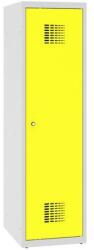 Malow Alacsony iskolai öltözőszekrény, egyajtós, 400 mm, szürke/sárga, hengerzárral