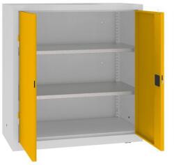 MALOW Fém műhelyszekrény, 104 x 100 x 50 cm, 2 polc, szürke/sárga