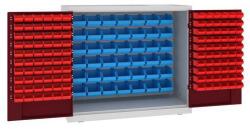 Malow Fém műhelyszekrény dobozokkal, 104 x 120 x 50 cm, szürke/sötét. piros